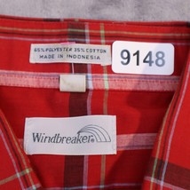 Windbreaker Shirt Men XL Red Long Sleeve Button Up Casual Workwear Plaid... - $22.75
