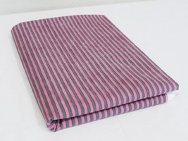 5 Yards Hand Block Striped Printed Cotton Fabric Black Pink Striped Voile Fabric - £27.19 GBP