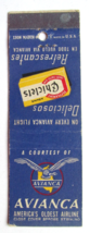 Avianca Airline 20 Strike Air Transportation Matchbook Cover Matchcover Chiclets - £1.57 GBP