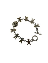 Vintage Best Bracelet People of the World Silver Tone Globe Toggle 7.5&quot; - £14.87 GBP