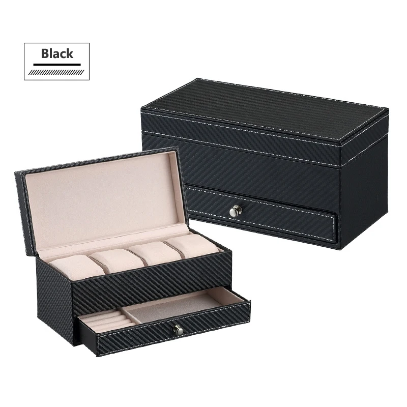Luxury Watch Box Organizer Case 4 Grids PU Leather Rectangle Storage Boxes Bins  - £58.59 GBP