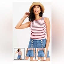 LOFT High Rise Denim Sailor Shorts in Mid Wash size 10 - $25.00