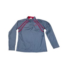 Under Armour Gray Pink Quarter Zip Long Sleeve Fleece Pullover Sweatshirt L - $24.09