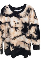 NWT LuLaRoe Medium Black Blush White Tie Dye Hannah SWEATSHIRT - $44.54