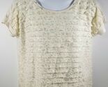 B Wear Women's Glittery Ruffle Off-White Shirt Blouse Large - $14.84
