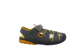 [05259] Clarks Ozell Leap Jnr Boys Kids Grey Leather Outdoor Slippers Wide - $74.95