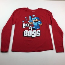 Youth Like A Boss Mine Craft Red Boys Girls Long Sleeved T-shirt Size Me... - £19.80 GBP