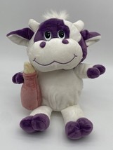 14” DAN DEE Purple White Bull Plush Cow Stuffed Animal Collector's Choice Bottle - $46.75