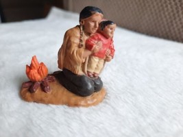 1 3/4&quot; Plastic DetailedNative Indian Woman W/Child Figurine Sitting By The Fire  - £4.15 GBP