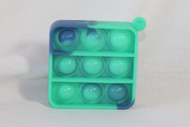Novelty Keychain (new) SQUARE SILICONE - GREEN W/ DRK BLUE, COMES W/ CHAIN - $7.27