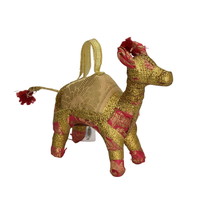 Chicos Camel Christmas Ornament Decor Metallic Gold Fabric 4.5 in - £9.61 GBP