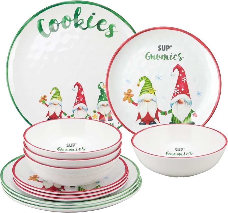 12-Piece Gnomies Melamine Dinnerware Set - Service for 4 - $67.79