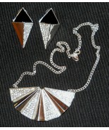 Mark Fan Club Necklace &amp; Got Edge Earrings Modern Art Deco Rhinestone ✿ ... - £31.15 GBP