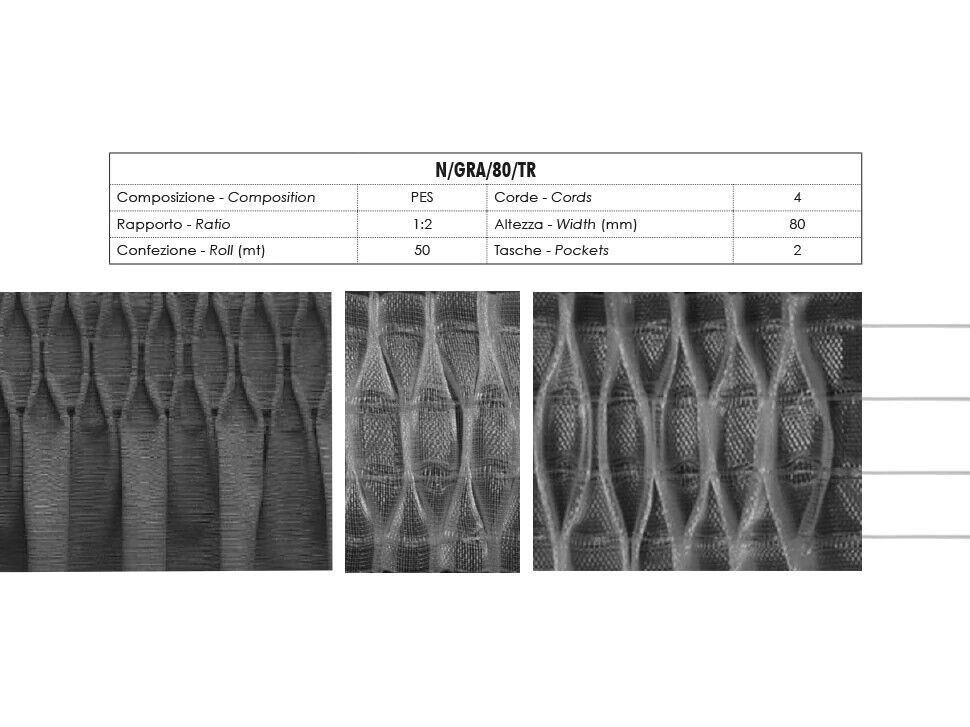 Transparent Curtain with 2 Pockets 4 Cords High 8 cm Furlanis GRA/80 - $1.35