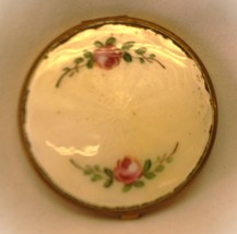 Pink Roses Gold Tone Metal Compact Mirror Unknown Maker - £25.69 GBP