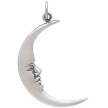 Sterling Silver Large Smiling Moon Pendant 32x17mm - $488.09 MXN