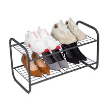 2-Tier Metal Shoe Rack, Free Standing Shoe Storage Organizer, Wire Grid Shoe Tow - £38.96 GBP