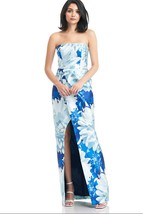 Kay Unger Women&#39;s Plus Lucienne Blue Floral Strapless Maxi Dress 14 NWT - $176.70