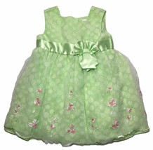 Easter Spring  Summer Dress 24 Months Green Polka Dots Embroidered Flowers - £12.21 GBP