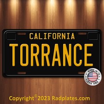 Torrance Black Vintage California Vanity Aluminum License Plate Tag New! - £13.13 GBP