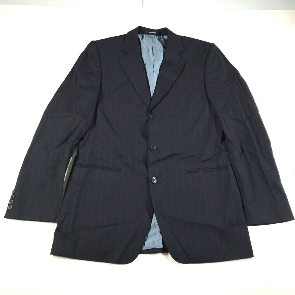 Hugo Boss Blazer Mens 40 L Blue Striped Wool Ermenegildo Zegna Three But... - $39.59