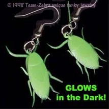 Funky Huge GLOW COCKROACH EARRINGS Halloween Horror Bug Gag Gift Novelty... - $6.85