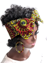 African Traditional Hand Made Wax Print Headwrap Scarf Women Headband 01 - £5.79 GBP
