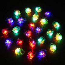 Novelty Place 24Pcs Flashing LED Bumpy Jelly Ring, Light Up Finger Ring Toys - £11.83 GBP