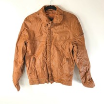 Members Only Mens Vintage Jacket Brown Pockets Collared Zipper Leather L 42 - $57.94