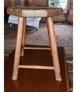 Antique Primitive Wood 4 Leg Stool Short Sitting Milking Farm Hand Made - £43.27 GBP