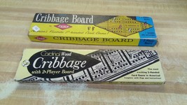  Lot of Two Cribbage Boards Vintage Wood Box Lowe Cardinal  - £15.82 GBP