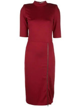 NWT Alice + Olivia Inka in Bordeaux Mock Neck Zip Slit Stretch Jersey Dress 2 - $92.00