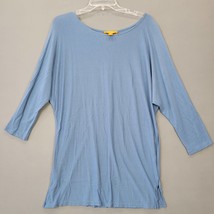Joe Fresh Women Shirt Size M Blue Preppy Periwinkle Classic 3/4 Sleeve Tunic Top - £9.84 GBP