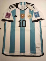 Lionel Messi #10 Argentina 2022 World Cup Qatar Stadium White Home Soccer Jersey - £71.92 GBP