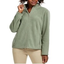 Karen Scott Womens M Pine Brush Green Zip Up Zeroproof Fleece Jacket NWT... - $29.39
