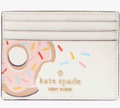 Kate Spade Coffee Break Donut Small Slim Card Holder White KF488 Wallet NWT $129 - £29.59 GBP