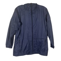 Columbia Womens Windbreaker Rain Jacket Size Small Navy Blue Hooded Full Zip - £17.56 GBP