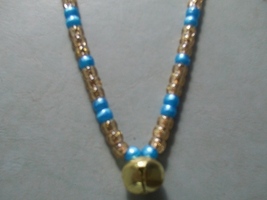 CHARMED ~ HORSE RHYTHM BEADS ~ Blue Pearl, Gold Sparkle ~ Size 54 Inches - $17.00