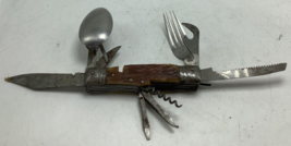 Vintage Japan Camping Pocket Knife Multi Tool Spoon, Fork, Saw and more - $16.69