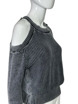 Evereve Sweater Amelia Cut Out Black Grey Women&#39;s XS Cold Shoulders - £22.89 GBP