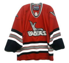 Vtg 90s Bauer IHL Kansas City Blades Hockey Red Jersey SZ M Canada Rare - £113.60 GBP