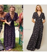 BA&amp;SH Navy &amp; Pink Floral Crossover Wrap Maxi Dress Size 8 (Medium) Taylo... - €214,59 EUR