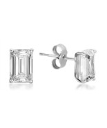 18Carat White Gold Emerald Cut Diamond Studs Earrings 0.80 Carats GIA - $2,326.51