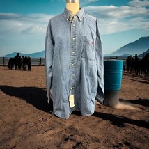 Vintage New With Tags Ralph Lauren Big Shirt Blue Jean Shirt Size L - £59.91 GBP