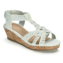 Girls Sandals Wedge Candies Off White Beaded Platform Open Toe Dress Sho... - $17.82