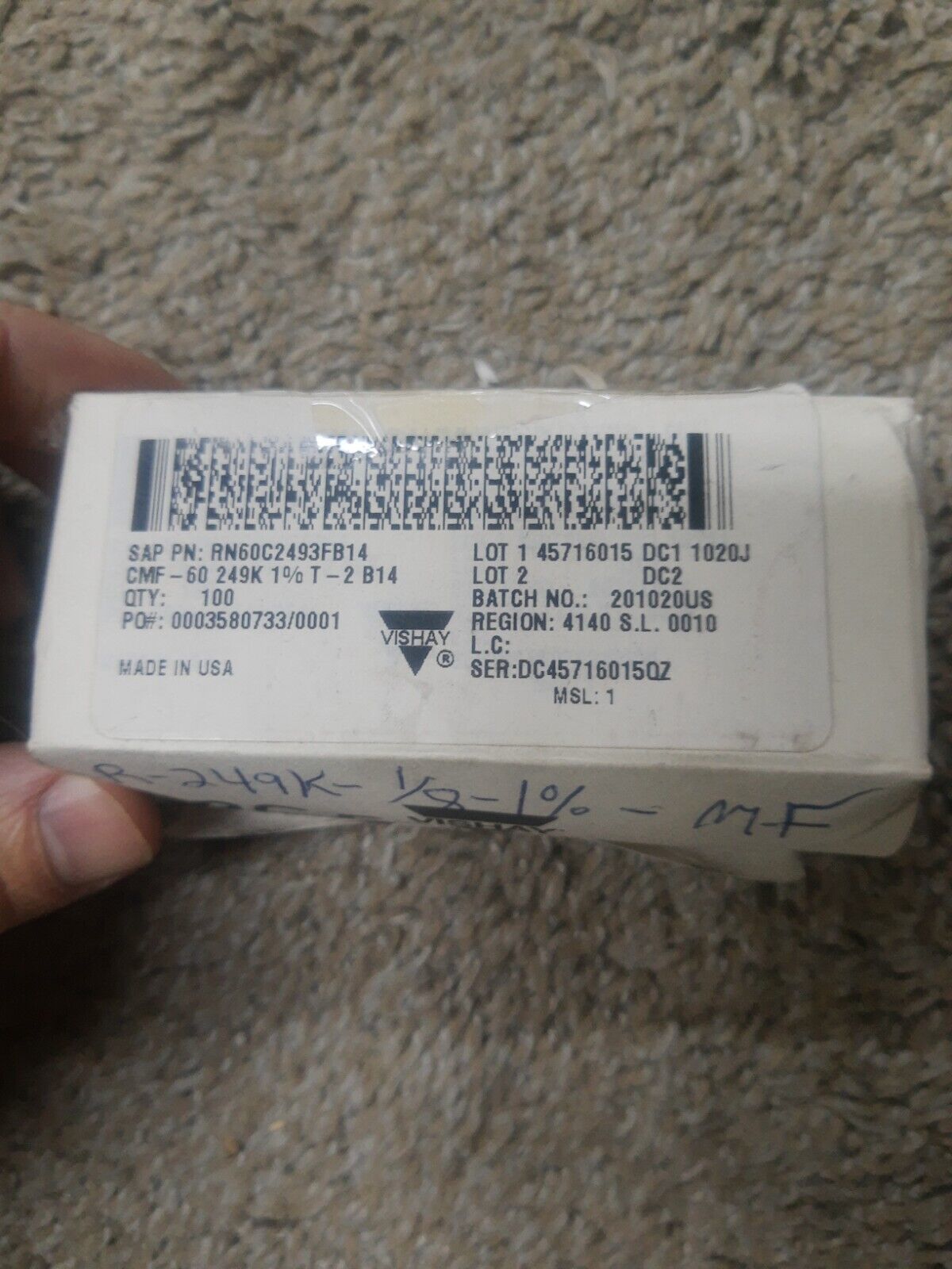 NEW LOT of 70 Vishay Metal Film Resistors 257K OHM 1/8W 1% AXIAL RN60C24... - $40.36