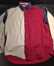VTG DC Cowboy Equipment Button Down Shirt Western Medium Colorblock - $15.58