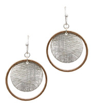 Brushed Metal Round Dangle Coin Earrings Silver/Gold - £9.72 GBP