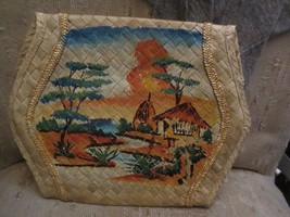 Vintage WW2 era Woven Purse Bag 1945 Philippines River Country Scene - £36.60 GBP