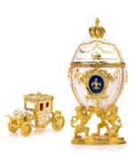 Royal Imperial White Russian Faberge Egg Replica : 6.6 inch + White Carr... - $74.20